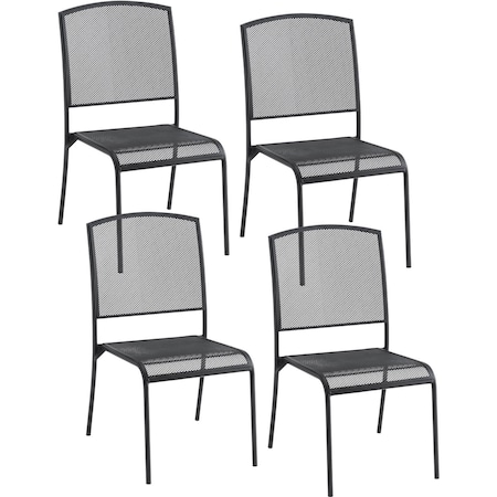 Global Industrial Interion Outdoor Cafe Armless Stacking Chair, Steel Mesh, Black, 4PK 262086BK